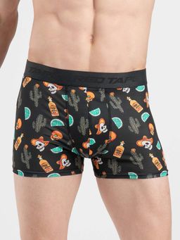 Red Tape - Men's Black Printed Elasticated Polyester Stretched Trunk