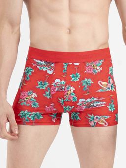 Red Tape - Men's Red Printed Elasticated Polyester Stretched Trunk