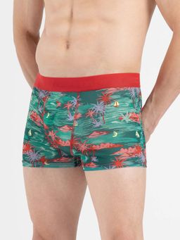 Red Tape - Men's Green Printed Elasticated Polyester Stretched Trunk