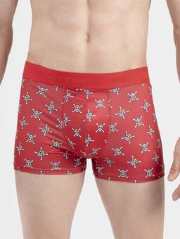 Red Tape - Men's Deep Red Printed Elasticated Polyester Stretched Trunk