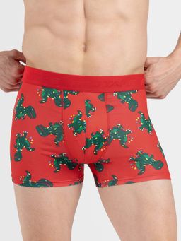 Red Tape - Men's Red Printed Elasticated Polyester Stretched Trunk