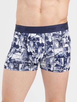 Red Tape - Men's Navy Blue Printed Elasticated Polyester Stretched Trunk