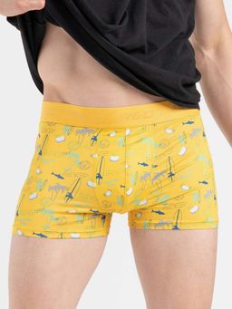 Red Tape - Men's Yellow Printed Elasticated Polyester Stretched Trunk