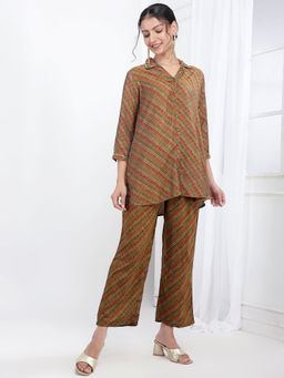 Bani Women - Printed Womens Co-Ord Tunic with Trouser - Brown (Set of 2)