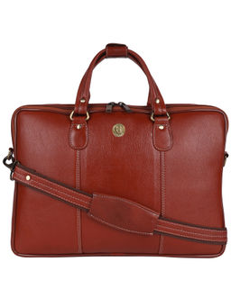 HiLEDER - Pure Ndm Leather 16.5 Inch Briefcase Laptop Messenger Office Bag, Tan