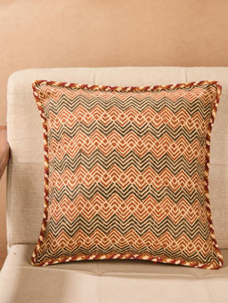 Fabindia - Orange Karwan Hand Block Printed Cotton Cushion Cover
