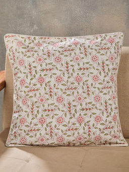 Fabindia - Pink Gulab Hand Block Cotton Printed Cushion Cover
