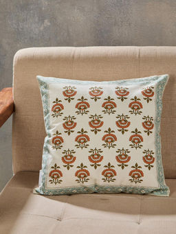 Fabindia - Orange Khus Cotton Printed Cushion Cover