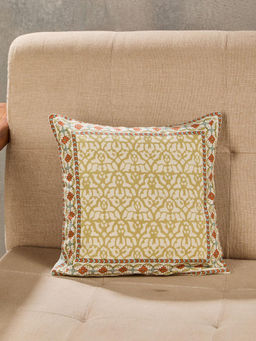 Fabindia - Green Khus Cotton Printed Cushion Cover