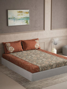 Ddecor Live Beautiful - Cotton Ethnic Brown 145Tc Bedsheet with 4 Pillow Covers (King)