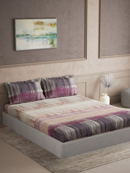 Ddecor Live Beautiful - Cotton Abstract 145Tc Bedsheet with 2 Pillow Covers (King)