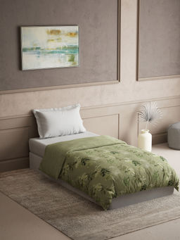 Ddecor Live Beautiful - Cotton Primary Green Leaves 125 Gsm Ac Dohar (Single)