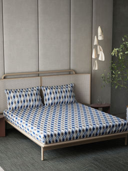 Ddecor Live Beautiful - Cotton Geometric 144 Tc Bedsheet with 2 Pillow Covers (King)