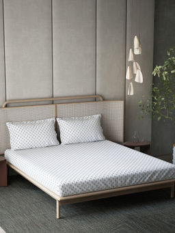 Ddecor Live Beautiful - Cotton Geometric 144 Tc Bedsheet with 2 Pillow Covers (King)