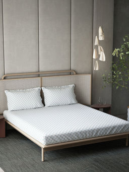 Ddecor Live Beautiful - Cotton Geometric 144 Tc Bedsheet with 2 Pillow Covers (King)