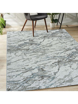 OBSESSIONS - Abstract Polyester Light Grey and Blue Runner