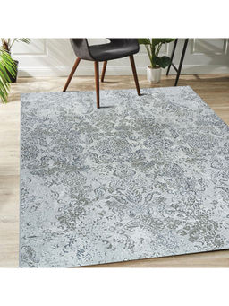 OBSESSIONS - Ethnic Polyester Grey and Blue Runner