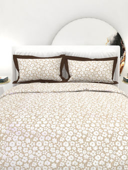 the White Moss - Carnation Beige 300Tc Pure Cotton Bedsheet with 2 Pillow Covers (King)