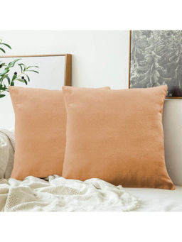 I wish - Brown Pure Cotton Velvet Reversible Cushion Cover - Pack Of 2