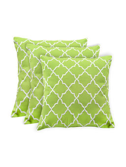 I wish - Embroidered Ogee Pattern Green Cushion Cover - Pack Of 3