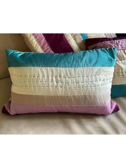 I wish - Shiny Art Silk Patch Cushion Cover with Kantha Work - Pack Of 2