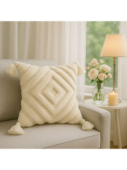 THROW PILLOW - Diamond Tufted Cotton Basketweave Cushion Cover