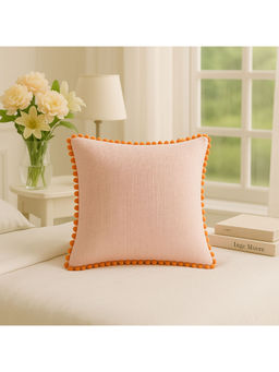 THROW PILLOW - Solid Peach Cotton Basketweave Cushion Cover
