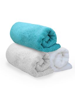 Heelium - Bamboo Hand Towel, Soft, Absorbent & Odour Free, 65x40cm, 3 Pcs, Light Grey, Teal, White
