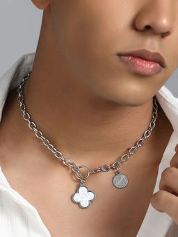 French Accent - Men's The Clover Chain Necklace - Metallic Silver