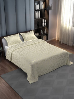 Synergized Cotton - Jacquard Essence Ivory Super Soft Bedsheet with 2 Pillow Covers (Super King)