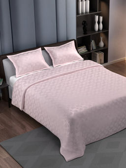 Synergized Cotton - Jacquard Essence Pink Super Soft Bedsheet with 2 Pillow Covers (Super King)