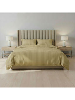 LANE LINEN - Beige Galaxy Cotton Fitted Bedsheet with 2 Pillow Covers (King)