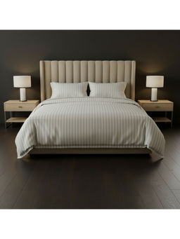 LANE LINEN - Off White Galaxy Cotton Fitted Bedsheet with 2 Pillow Covers (King)