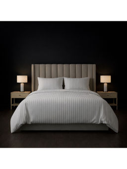 LANE LINEN - White Galaxy Cotton Fitted Bedsheet with 2 Pillow Covers (King)