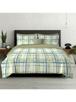 LANE LINEN - Green Symphony Cotton Bedsheet with 2 Pillow Covers