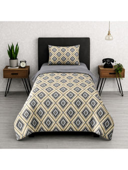 LANE LINEN - Beige Symphony Cotton Bedsheet with 1 Pillow Cover (Single)