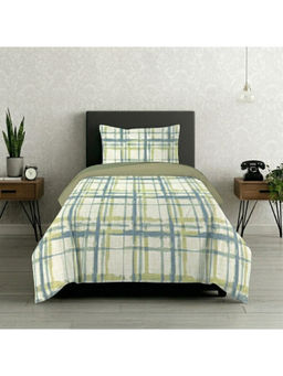 LANE LINEN - Green Symphony Cotton Bedsheet with 1 Pillow Cover (Single)