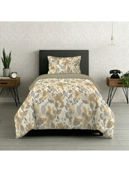 LANE LINEN - Beige Symphony Cotton Bedsheet with 1 Pillow Cover (Single)