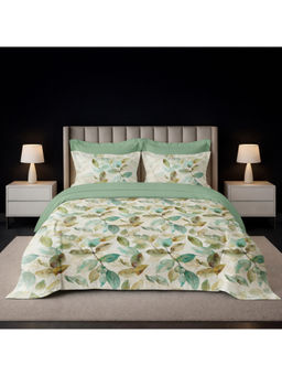 LANE LINEN - Green Pixel Digitally Printed Cotton Bedsheet with 2 Pillow Covers (King)