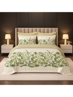 LANE LINEN - Beige Pixel Digitally Printed Cotton Bedsheet with 2 Pillow Covers (King)