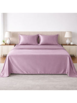LANE LINEN - Lavender Satin Fantasy Cotton Bedsheet with 2 Pillow Covers