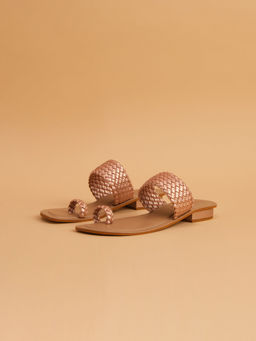 ERIDANI - Woven Rose Gold Charvi Flats