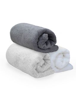 Heelium - Bamboo Hand Towel, Soft, Absorbent & Odour Free, 65x40cm, 3 Pcs, Light Grey, Grey, White