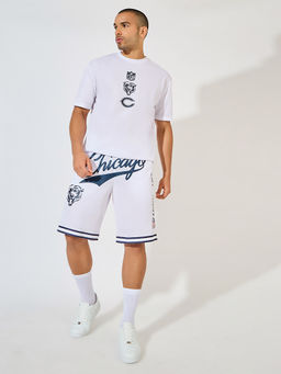 Styli - Men White Nfl Chicago Bears Jersey Oversized Athleisure T-Shirt with Shorts (Set of 2)