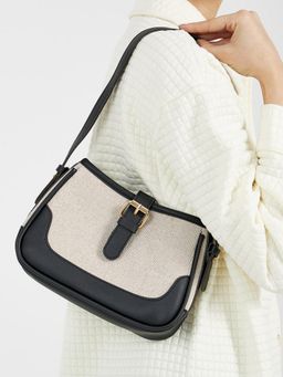 Styli - Women Colorblock Detail with Buckle Lock Handbag