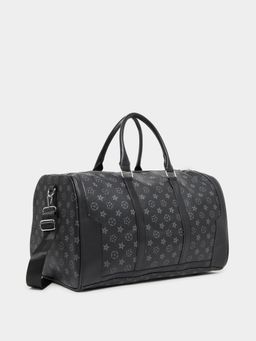 Styli - Women Patchwork Detail Abstract Printed Black Duffle Bag