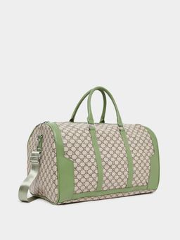 Styli - Women Patchwork Detail Abstract Printed Green Duffle Bag