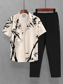 BULLMER - Mens Beige Trendy Shirt & Pant Co-ord (Set of 2)