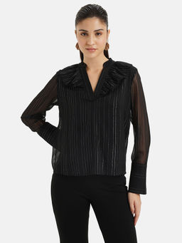 Kazo - Full Sleeves Chiffon Shirt With Ruffles