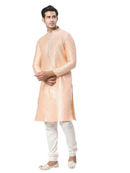 Manyavar - Mens Silk Blend Jacquard Kurta Churidar (Set of 2)